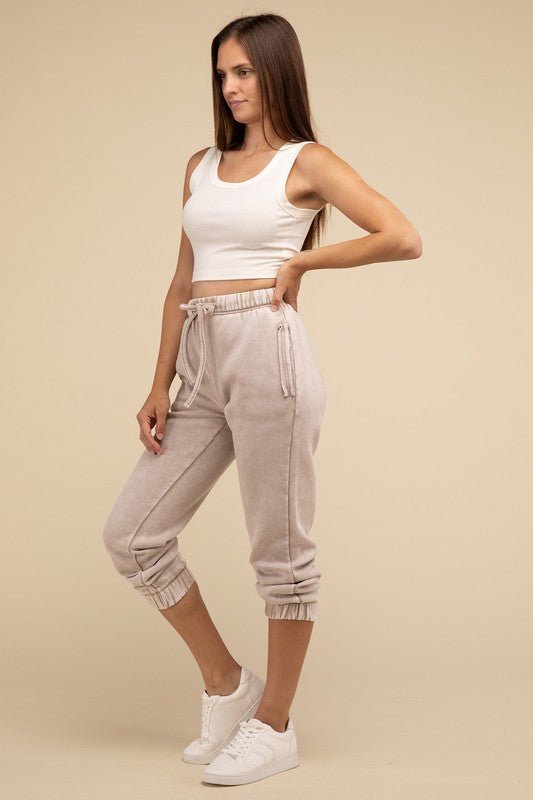 Acid Wash Fleece Sweatpants with Pockets - My Threaded Apparel | Online Women's Boutique - pants