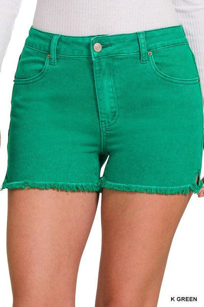 Acid Washed Frayed Cutoff Hem Shorts - My Threaded Apparel | Online Women's Boutique - denim shorts