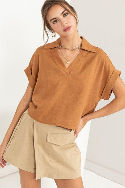 Always a Delight Short Sleeve Linen Top - My Threaded Apparel | Online Women's Boutique - Top