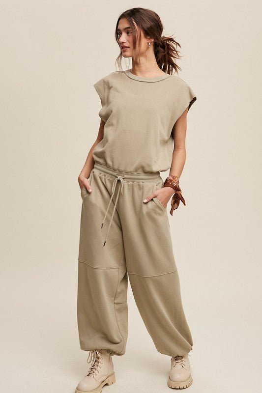 Athleisure French Terry Loose Jogger Jumpsuit - My Threaded Apparel | Online Women's Boutique - jumpsuit