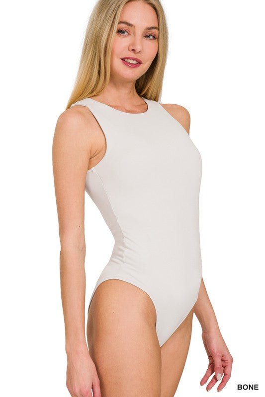 Boat Neck Sleeveless Padded Bodysuit - My Threaded Apparel | Online Women's Boutique - bodysuit