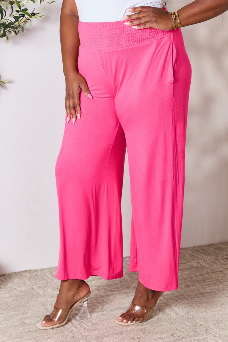 Butterfly Kiss Smocked Wide Waistband Wide Leg Pants - My Threaded Apparel | Online Women's Boutique - pants