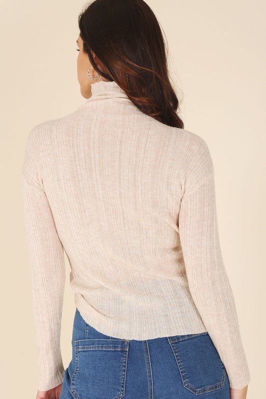 Celestia Mock Neck Sheer Sweater - My Threaded Apparel | Online Women's Boutique - sweater