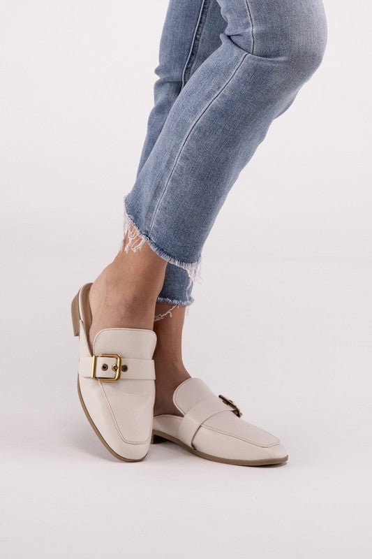 Chantal Buckle Backless Slides Loafer Shoes - My Threaded Apparel | Online Women's Boutique - loafers