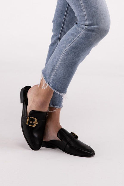 Chantal Buckle Backless Slides Loafer Shoes - My Threaded Apparel | Online Women's Boutique - loafers