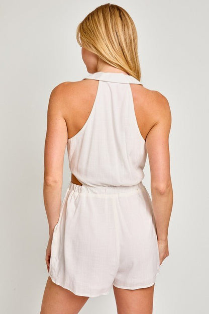 Collared Sleeveless Romper - My Threaded Apparel | Online Women's Boutique - 