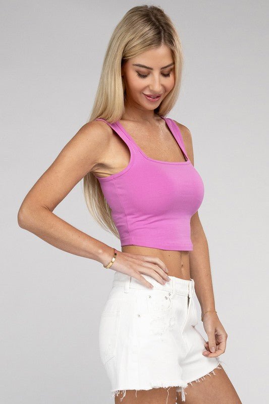 Cotton Square Neck Cropped Cami Top - My Threaded Apparel | Online Women's Boutique - Cami