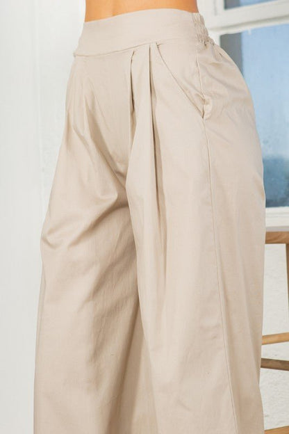 Cotton Wide Leg Pants with Side Pockets - My Threaded Apparel | Online Women's Boutique - pants