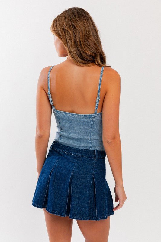 Denim Bustier Bodysuit - My Threaded Apparel | Online Women's Boutique - bustier