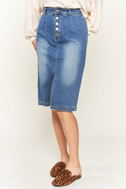 Denim Button Down Skirt - My Threaded Apparel | Online Women's Boutique - denim skirt