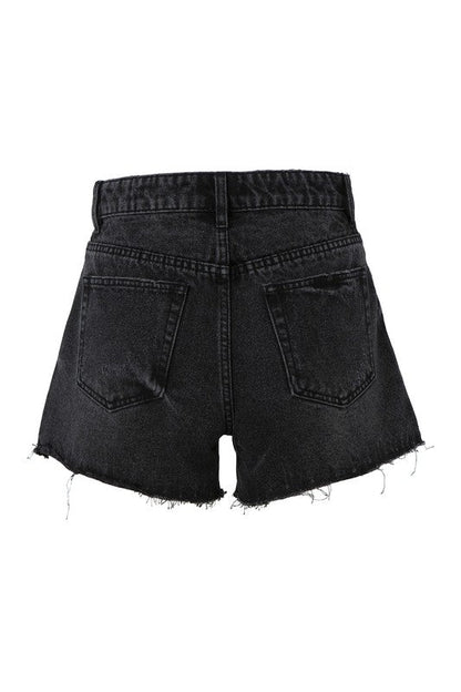 Distressed denim shorts - My Threaded Apparel | Online Women's Boutique - denim shorts