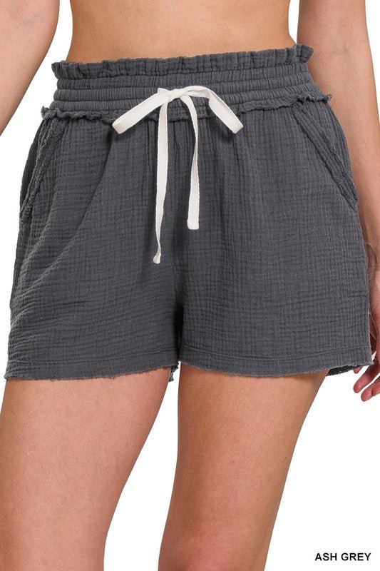 Double Elasticband Drawstring Waist Shorts - My Threaded Apparel | Online Women's Boutique -