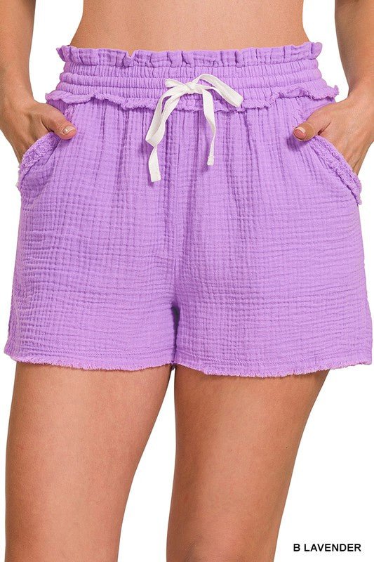 Double Elasticband Drawstring Waist Shorts - My Threaded Apparel | Online Women's Boutique -