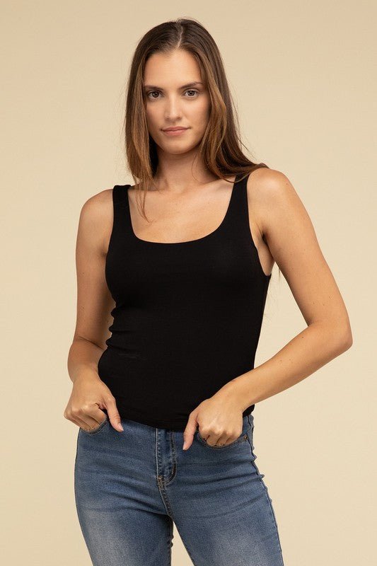 Double Layer Round Neck Tank Top - My Threaded Apparel | Online Women's Boutique - Top