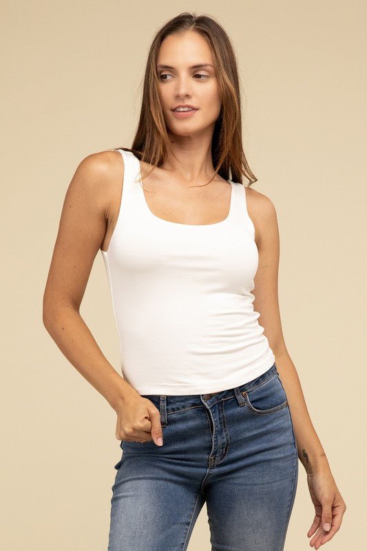 Double Layer Round Neck Tank Top - My Threaded Apparel | Online Women's Boutique - Top