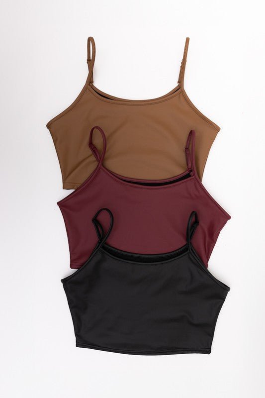 Everyday Chic Strap Faux Leather Crop Cami Top - My Threaded Apparel | Online Women's Boutique - cami top