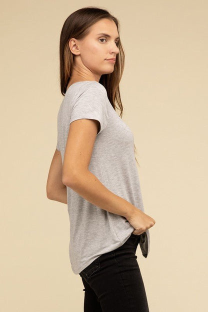 Flowy Round Hem Rayon Short Sleeve Top - My Threaded Apparel | Online Women's Boutique - Top
