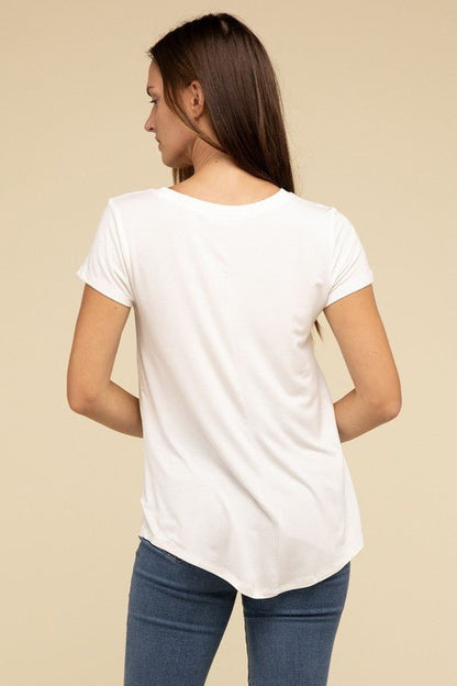 Flowy Round Hem Rayon Short Sleeve Top - My Threaded Apparel | Online Women's Boutique - Top