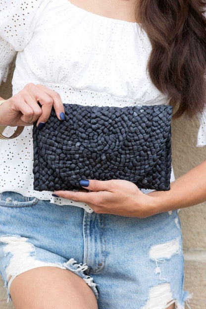 Fold Over Straw Clutch - My Threaded Apparel | Online Women's Boutique - clutch