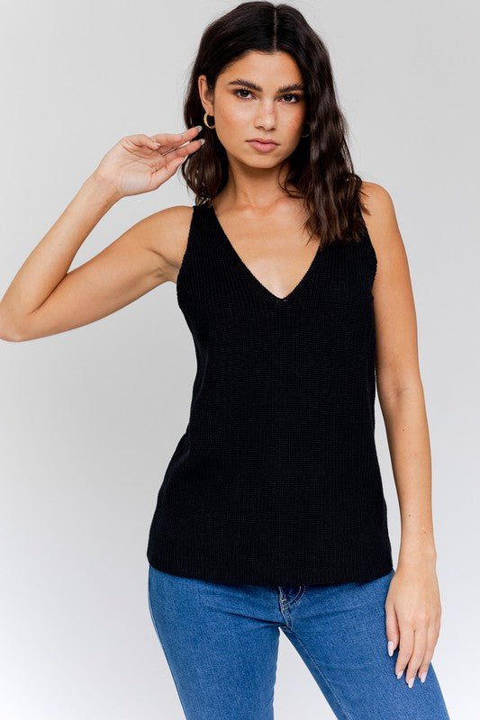 Front and Back Deep V-Neck Tank Top - My Threaded Apparel | Online Women's Boutique -