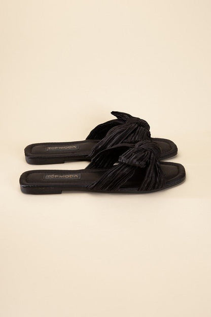 GEMMA Bow Flat Slides - My Threaded Apparel | Online Women's Boutique -