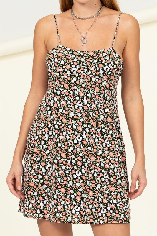 Gotta Find Me Floral Tie Back Mini Dress - My Threaded Apparel | Online Women's Boutique - mini dress