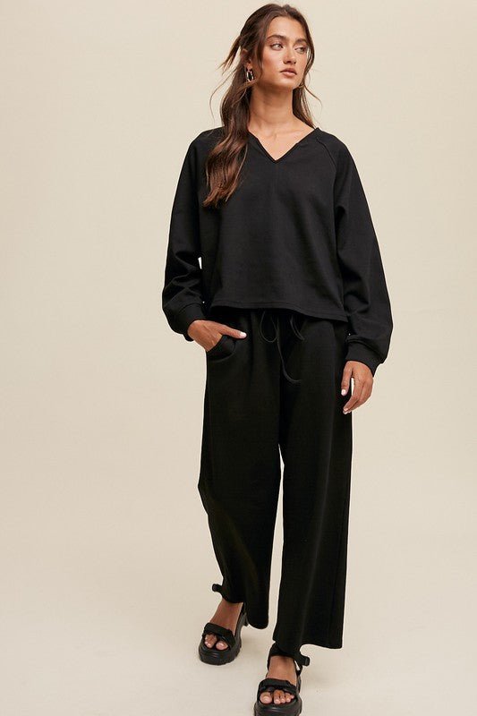 JiJi V-neck Sweatshirt and Pants Set - My Threaded Apparel | Online Women's Boutique - two-piece sets
