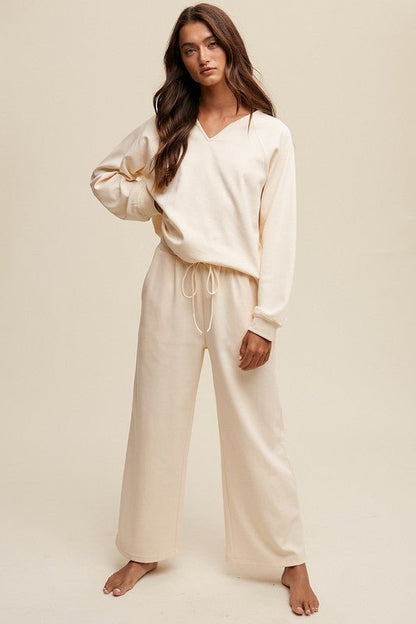 JiJi V-neck Sweatshirt and Pants Set - My Threaded Apparel | Online Women's Boutique - two-piece sets