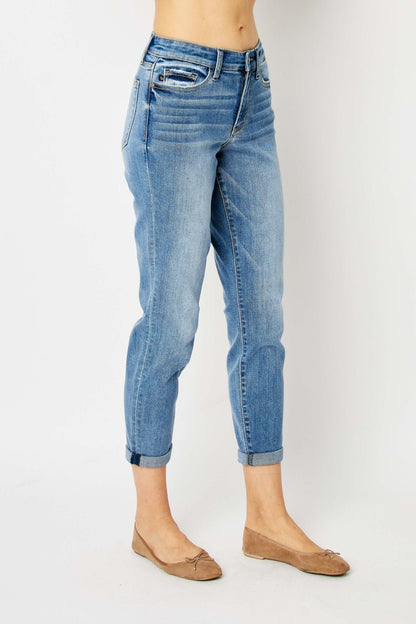 Judy Blue Full Size Cuffed Hem Slim Jeans - My Threaded Apparel | Online Women's Boutique - denim jeans