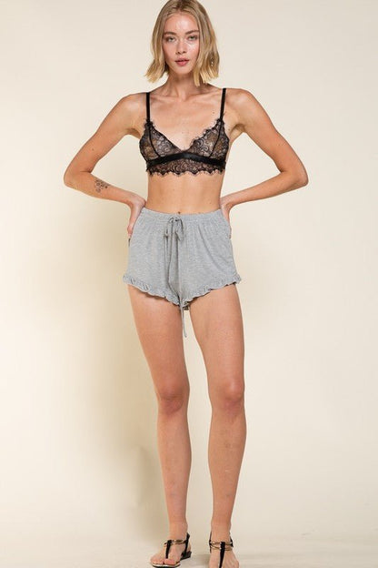 Light Weight Ruffle Trim Shorts - My Threaded Apparel | Online Women's Boutique - shorts