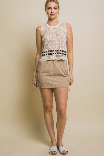 Love Tree Contrast line Openwork Knit Tank - My Threaded Apparel | Online Women's Boutique - knit top