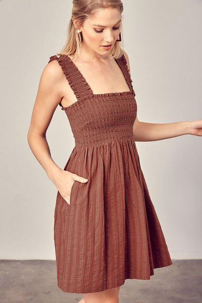Natalie Smocked Ruffle Detail Dress - My Threaded Apparel | Online Women's Boutique - mini dress