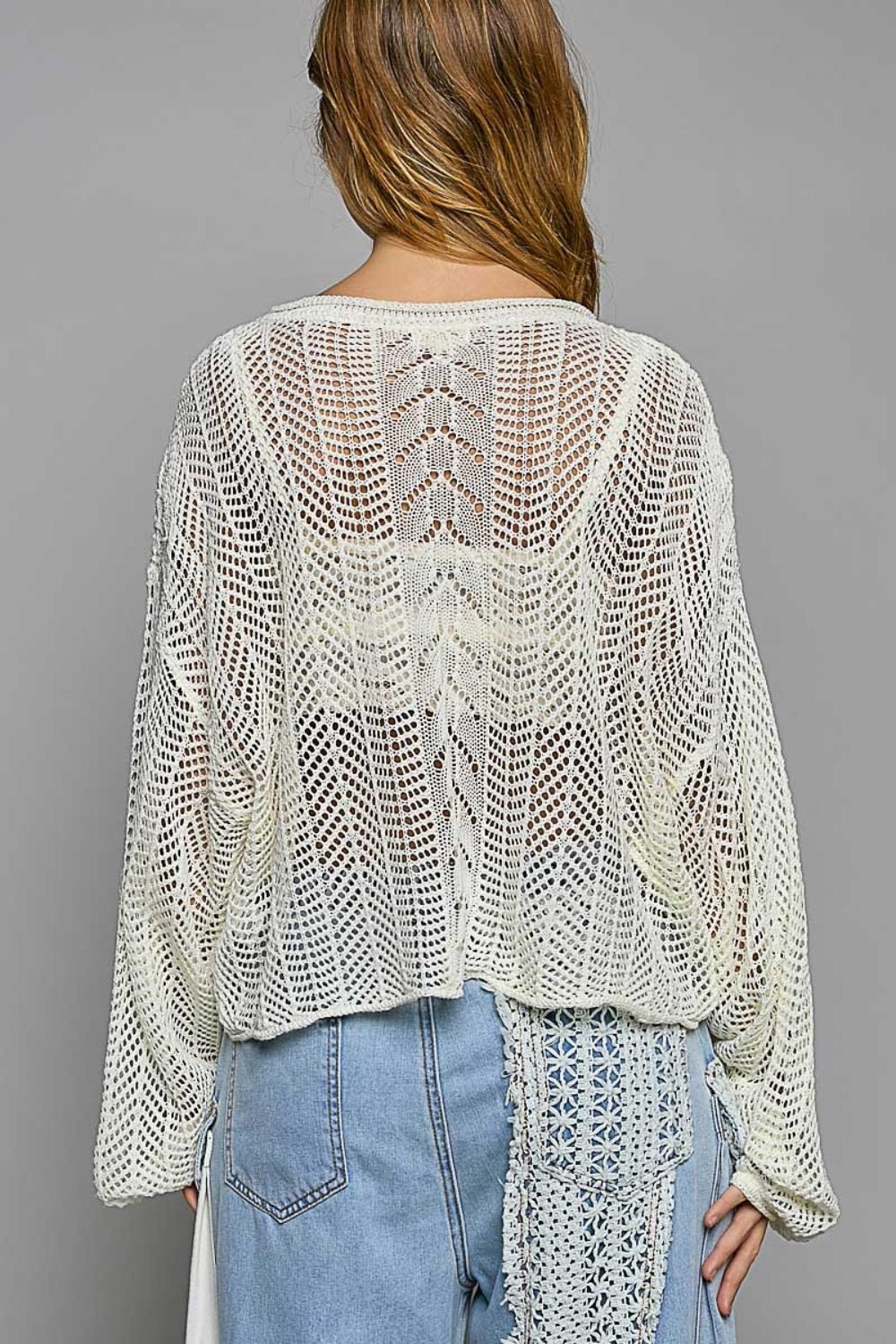 Openwork Balloon Sleeve Knit Cover Up - My Threaded Apparel | Online Women's Boutique - crochet top