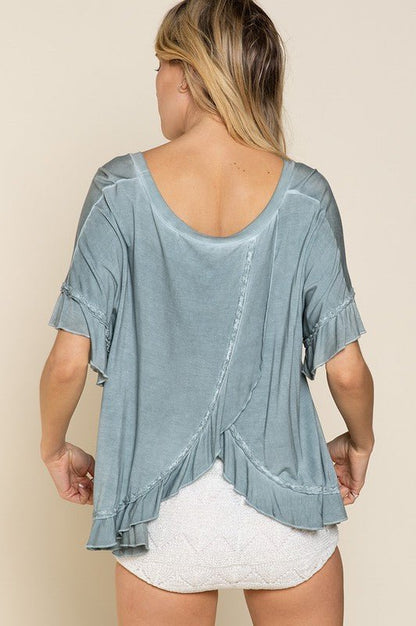 Peek-a-boo Ruffle Overlay Knit Top - My Threaded Apparel | Online Women's Boutique - Top