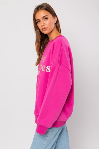 Pink Good Vibes Only Oversized Sweatshirt - My Threaded Apparel | Online Women's Boutique - sweater