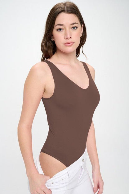 Reversible V-Neck Basic Tank Top Thong Bodysuit - My Threaded Apparel | Online Women's Boutique - bodysuit