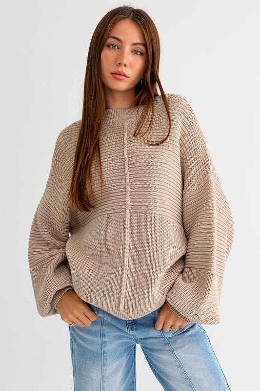 Ribbed Knitted Sweater - My Threaded Apparel | Online Women's Boutique - sweater