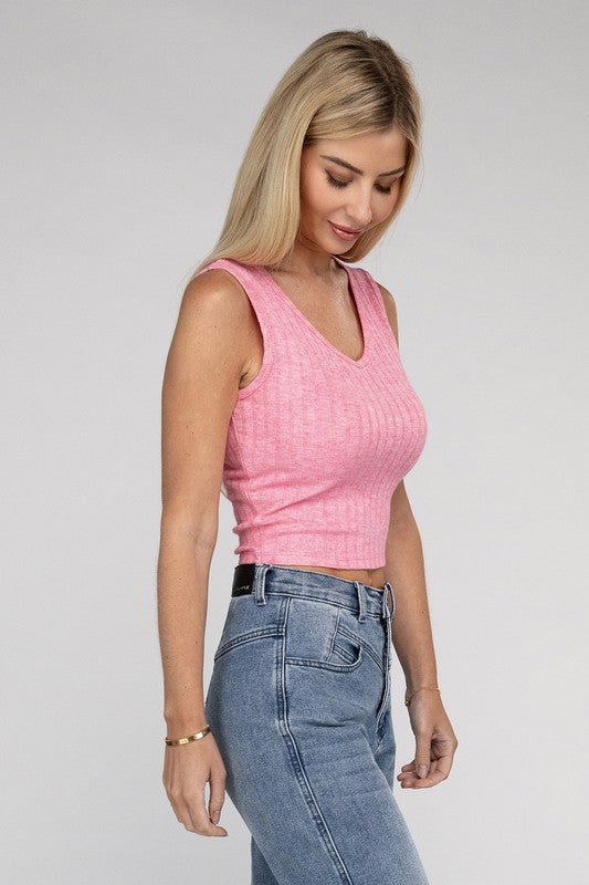 Ribbed Scoop Neck Cropped Sleeveless Top - My Threaded Apparel | Online Women's Boutique - Top