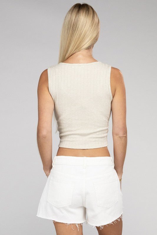 Ribbed Scoop Neck Cropped Sleeveless Top - My Threaded Apparel | Online Women's Boutique - Top