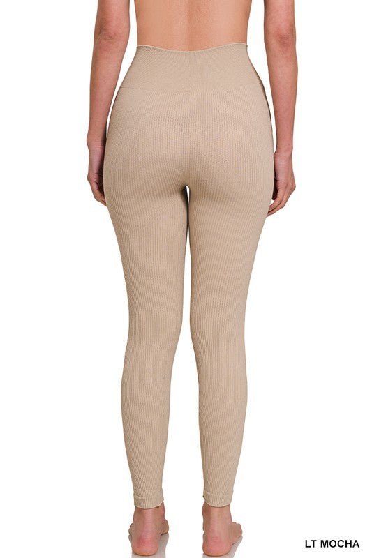 Ribbed Seamless High Waisted Full Length Leggings - My Threaded Apparel | Online Women's Boutique - leggings