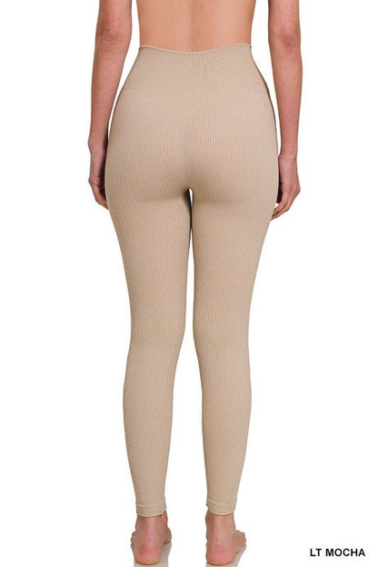 Ribbed Seamless High Waisted Full Length Leggings - My Threaded Apparel | Online Women's Boutique - leggings