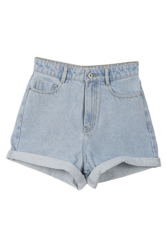 Roll Up Denim Shorts - My Threaded Apparel | Online Women's Boutique - denim shorts