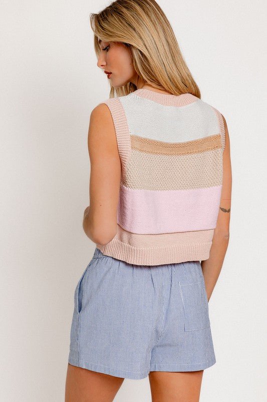 Round Neck Sweater Vest - My Threaded Apparel | Online Women's Boutique - 