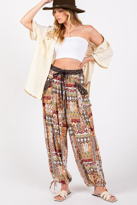 SAGE + FIG High - Rise Balloon Bohemian Print Pants - My Threaded Apparel | Online Women's Boutique - pants