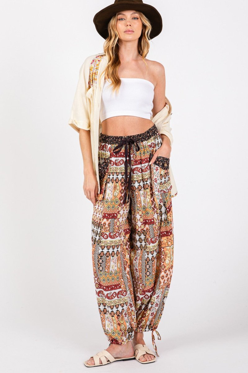 SAGE + FIG High - Rise Balloon Bohemian Print Pants - My Threaded Apparel | Online Women's Boutique - pants