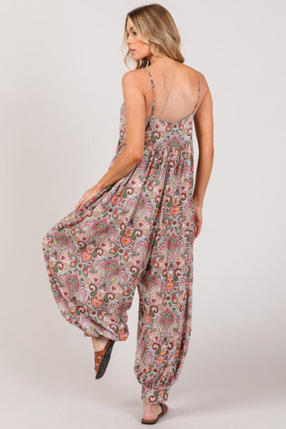 SAGE + FIG Multi Paisley Print Sleeveless Jumpsuit - My Threaded Apparel | Online Women's Boutique - jumpsuit