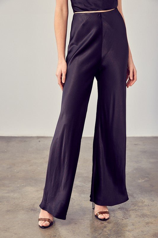 Satin Flared Pants - My Threaded Apparel | Online Women's Boutique - pants