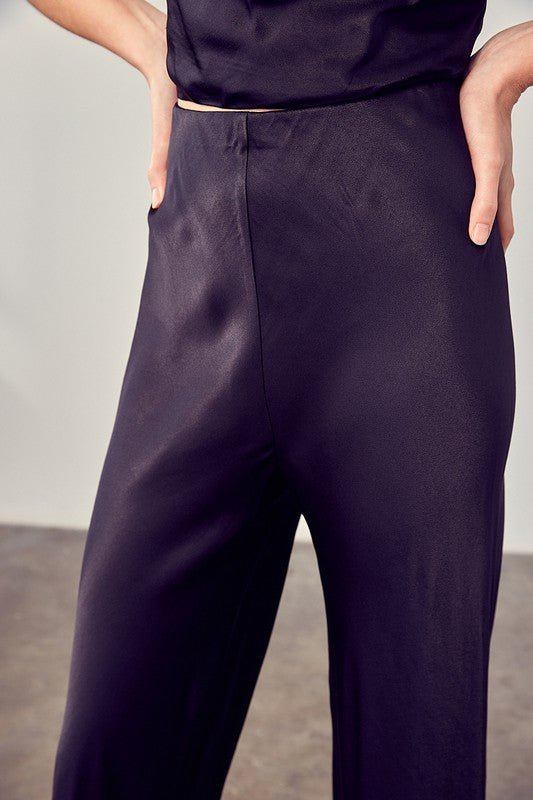 Satin Flared Pants - My Threaded Apparel | Online Women's Boutique - pants