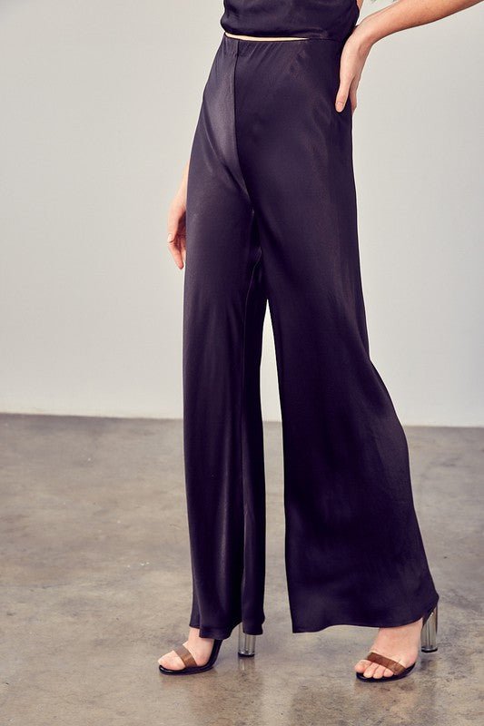 Satin Flared Pants - My Threaded Apparel | Online Women's Boutique - pants