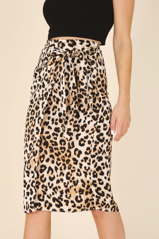 Satin leopard tie skirt - My Threaded Apparel | Online Women's Boutique - skirt